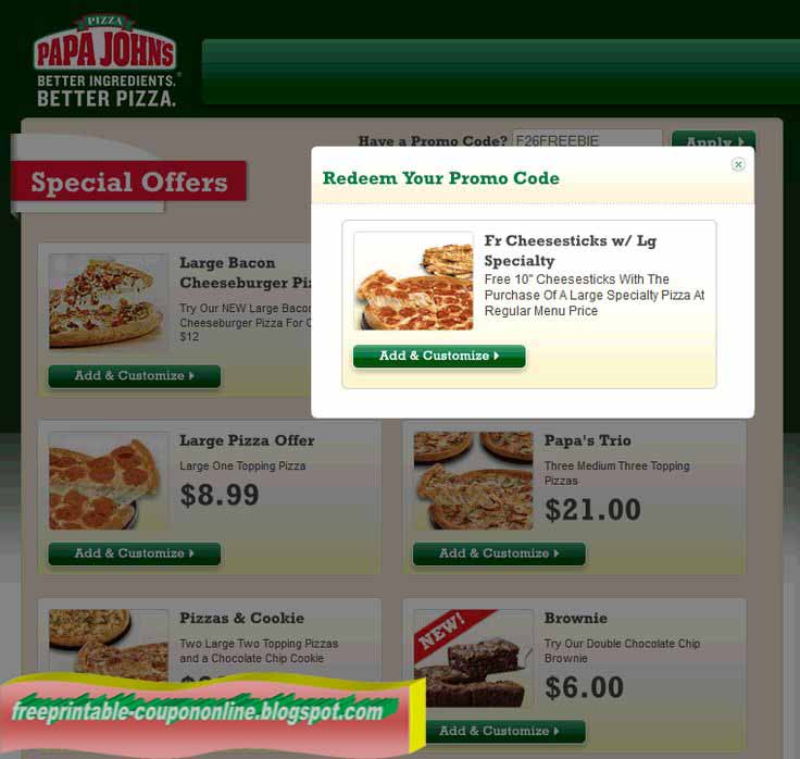 Like Papa Johns coupons? Try these... Apr 13, · “Be rewarded, deliciously” when you order your next pizza with Papa Gino’s promo codes. The Massachusetts-based chain serves up family meals, pizza .