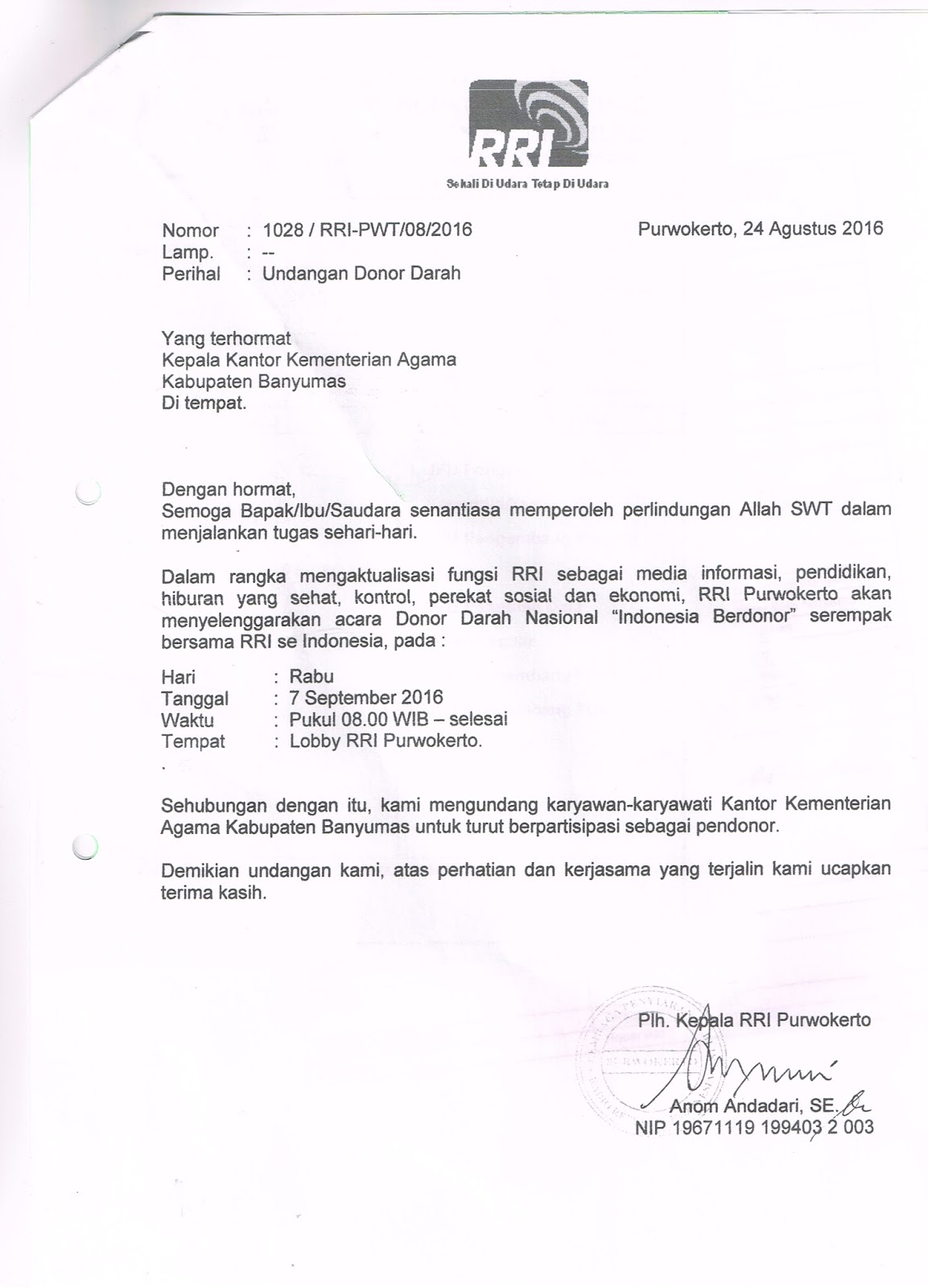 71 Contoh Surat Undangan Kegiatan Donor Darah Terbaik Gratis Contoh - Riset
