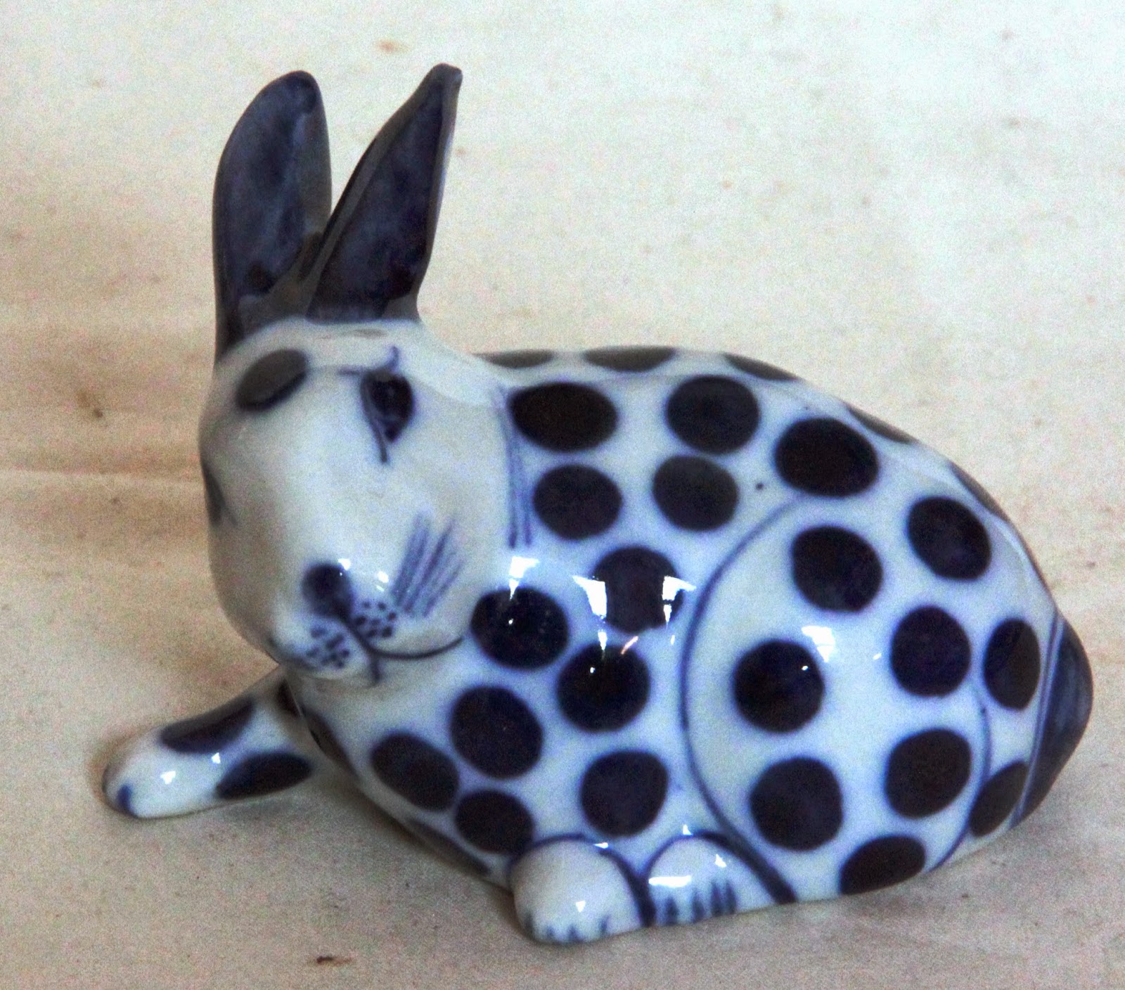 Blue and White Ceramic Rabbit by RoyalStreetVintage on Etsy