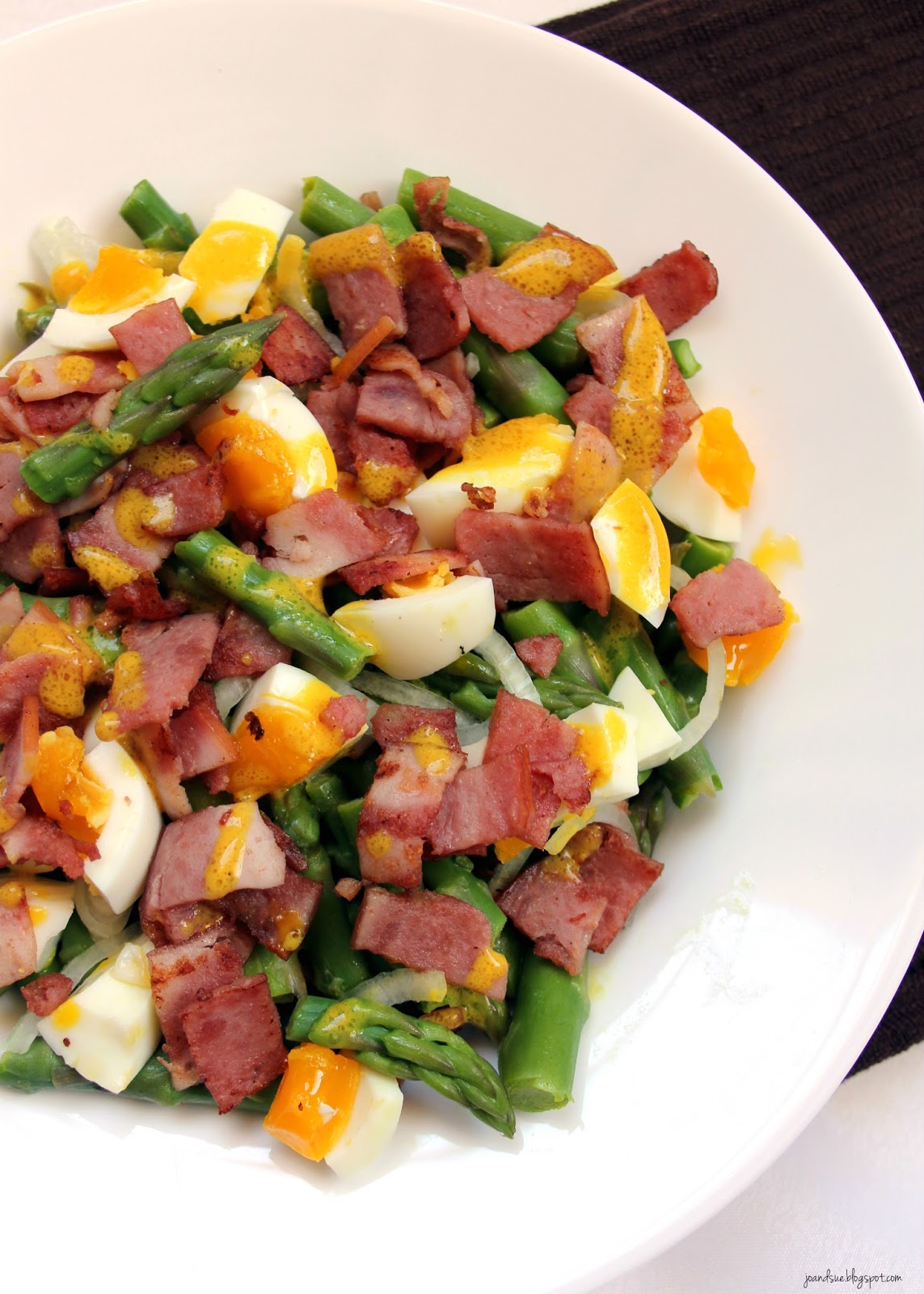Jo and Sue Warm Asparagus Bacon and Egg Salad with Mustard Vinaigrette