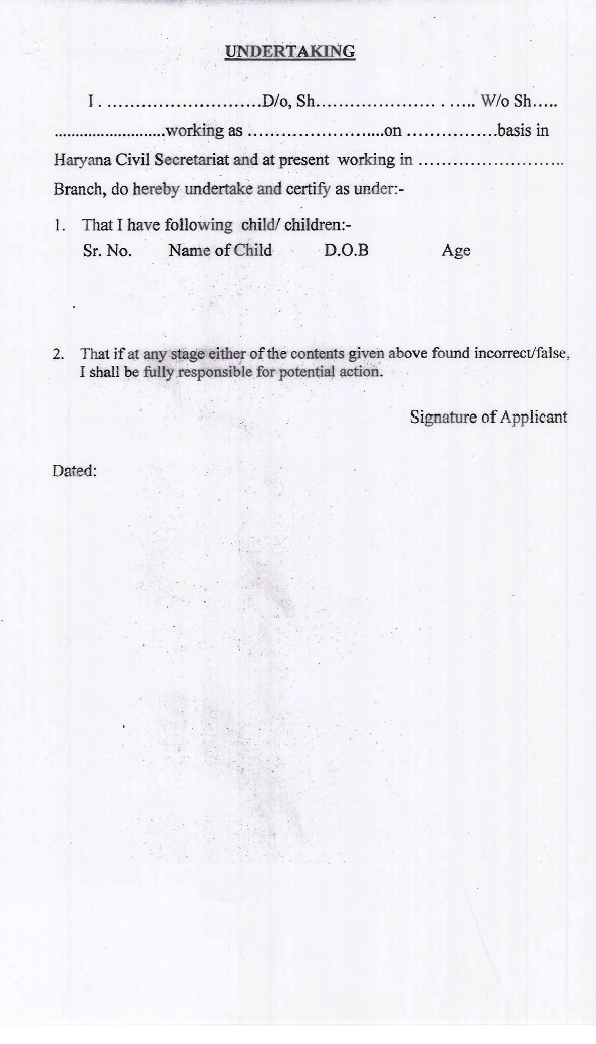 Harana CCL application form, Check list and undertaking Teacher