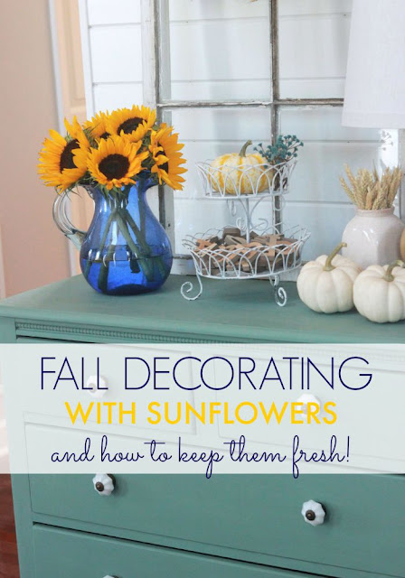 fall decorating with sunflowers in vase