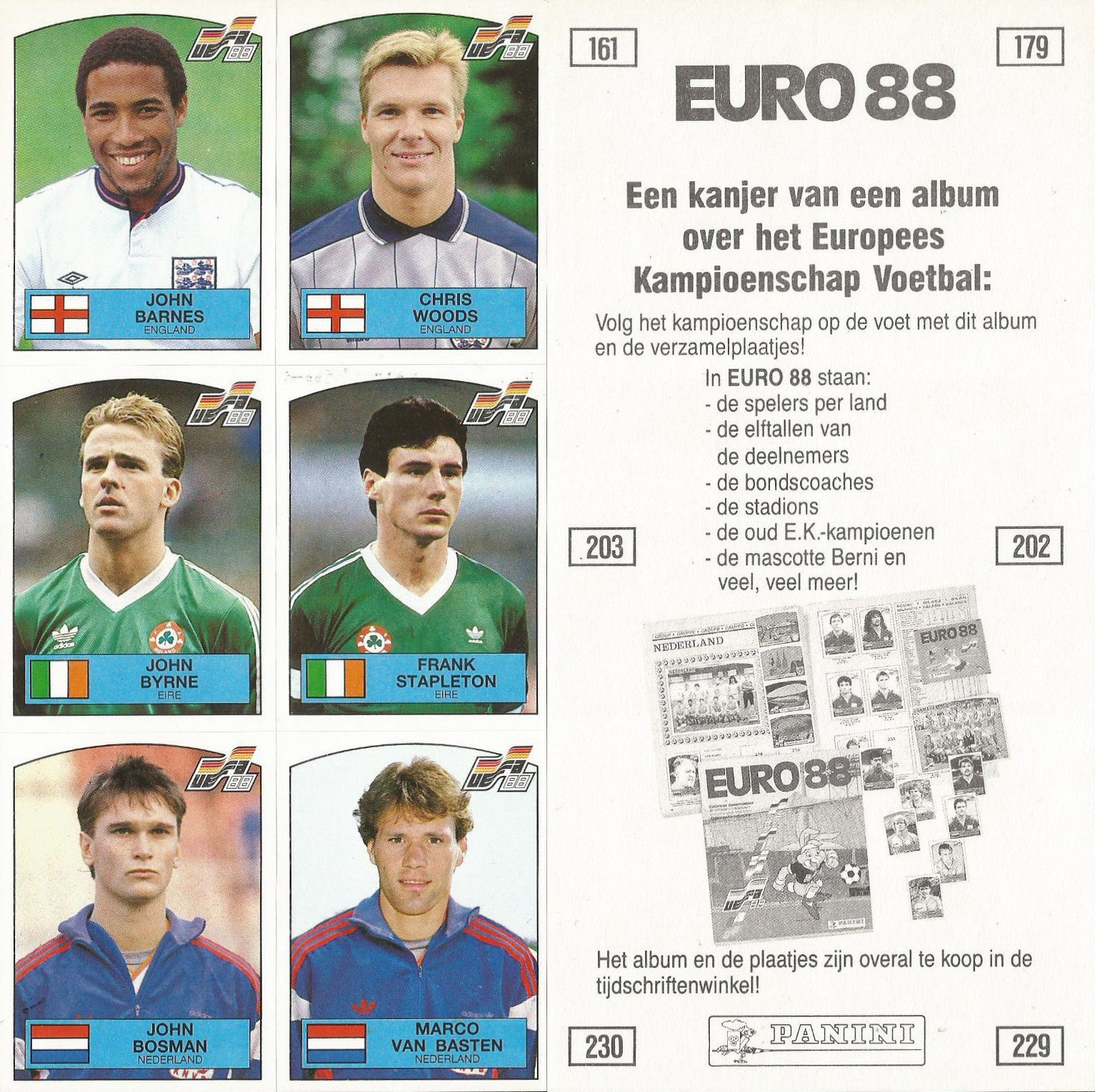 MINT CONDITION!!! Panini EURO 88 N 195 EIRE WHELAN WITH BACK VERY GOOD 