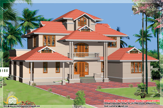 2300 square feet Kerala home design elevation 3D