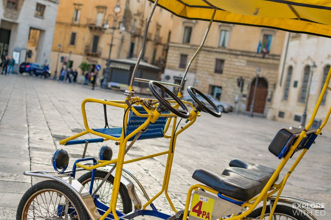 Rickshaw and bicycle hire in Lecce Italy is a fun way to explore the city