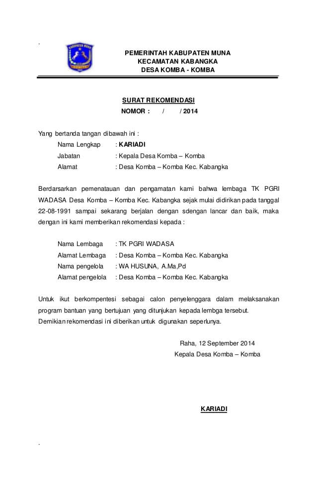 Contoh Surat Pengantar Permohonan Rekomendasi Aparat ...