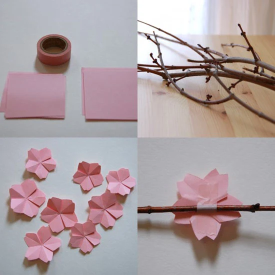 Flor de cerezo origami cómo hacerlas