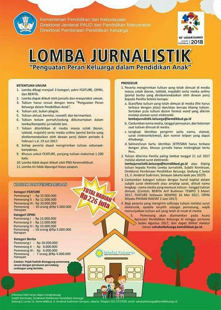 Lomba Menulis Feature Opini Dan Berita 2017 Dari Kemendikbud Hadiah 226 Jt Info Lomba 2021 Terbaru