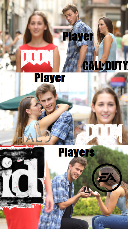 Jogador olhando Doom passando na rua
