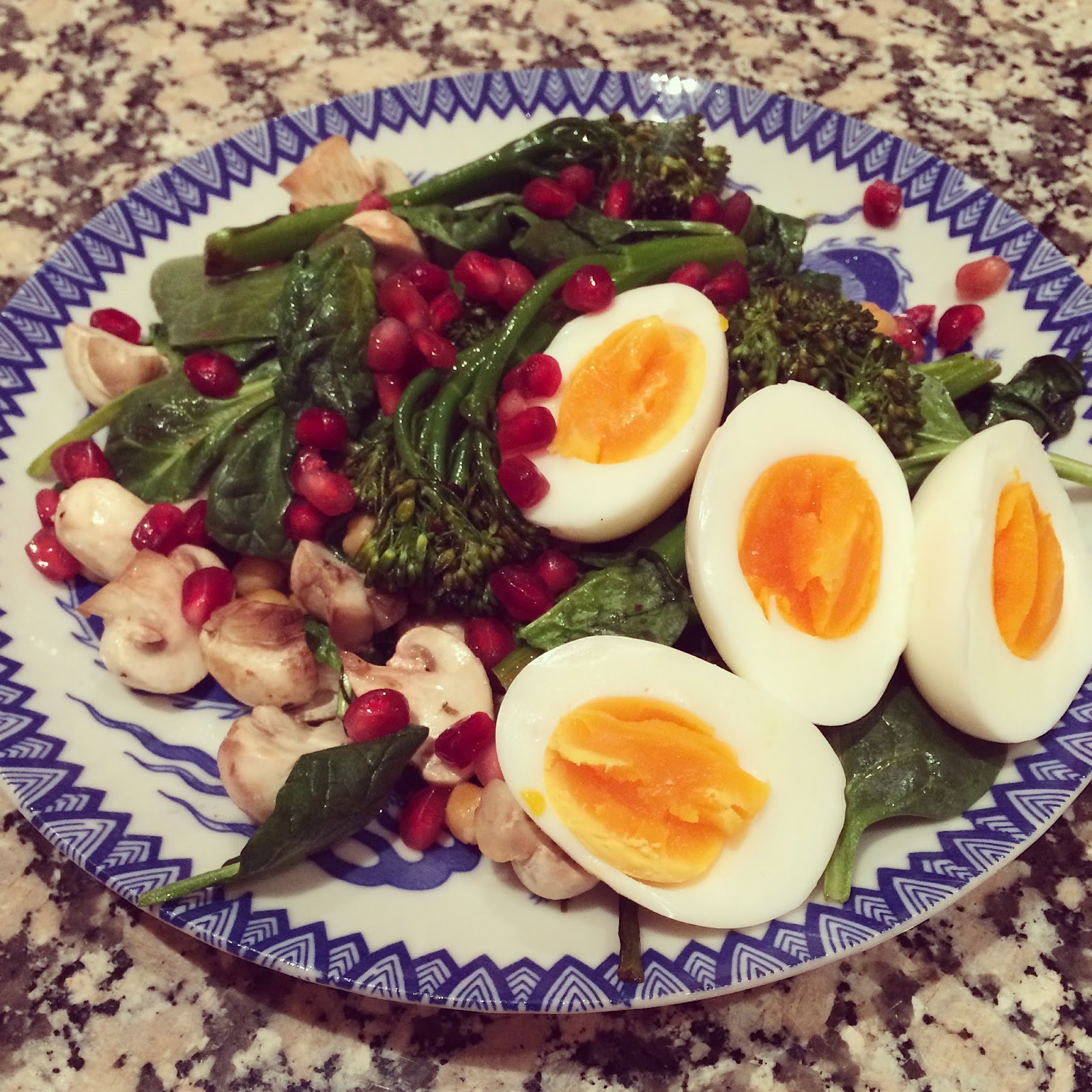 Babble On Beauty Tenderstem broccoli, chickpea and mushroom salad