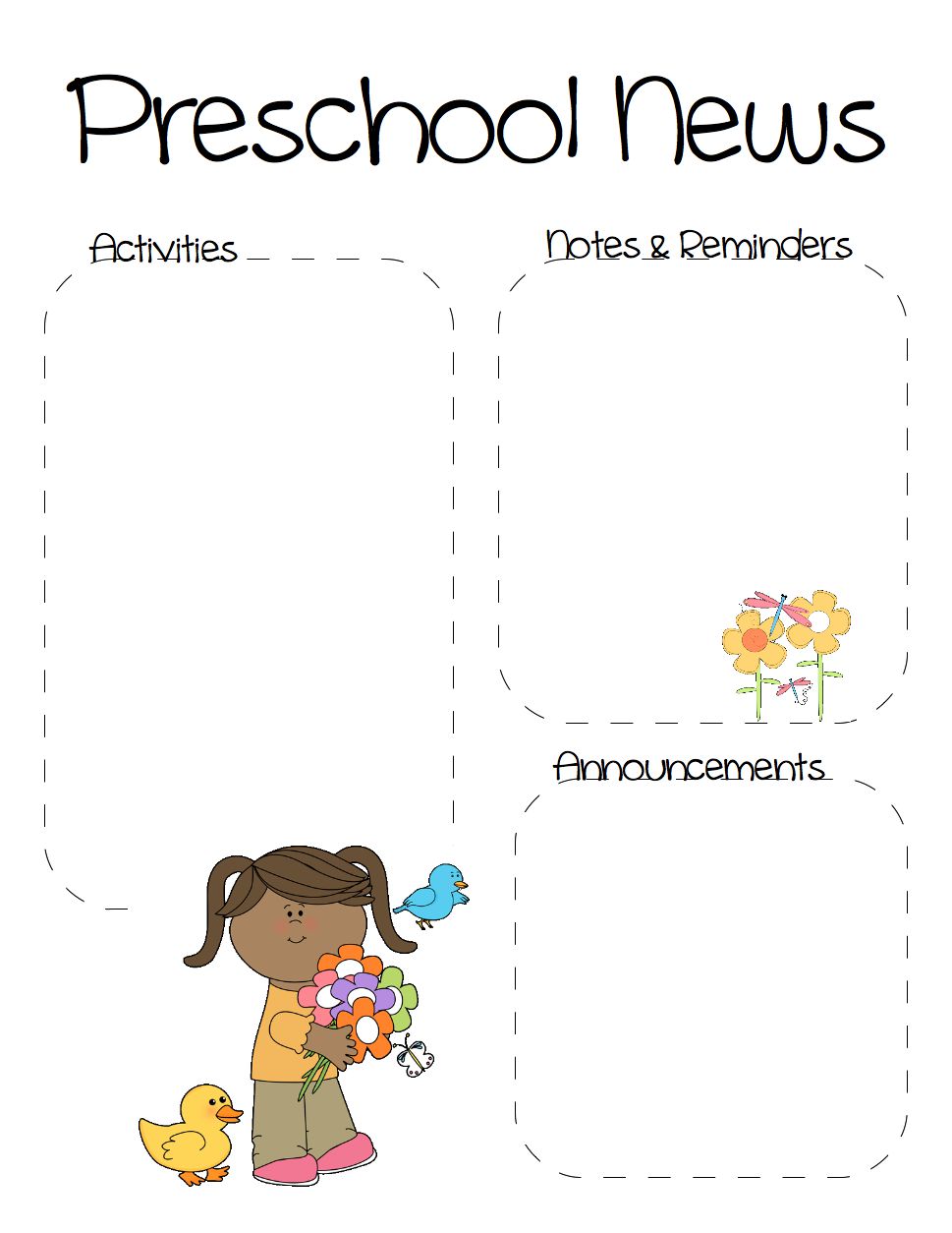 spring+preschool - Kindergarten Newsletter Template