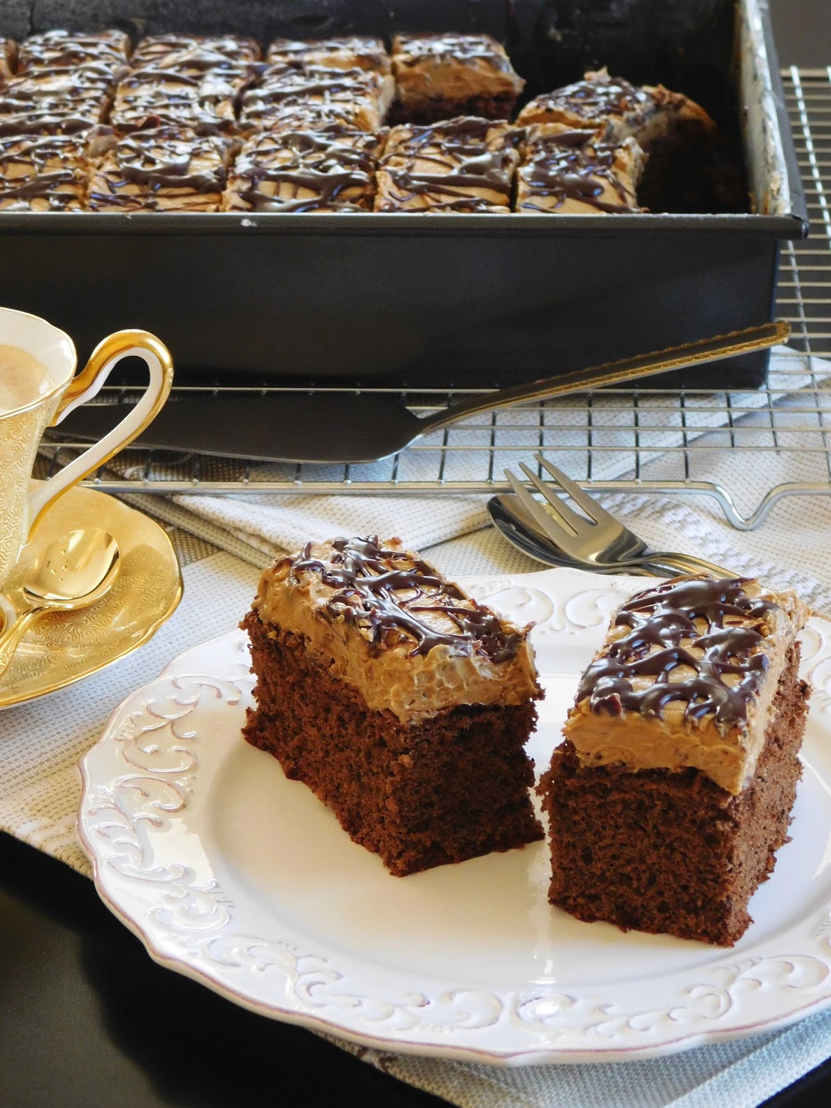 Simply Romanesco Romanian Coffee Cake with Coffee Buttercream Frosting