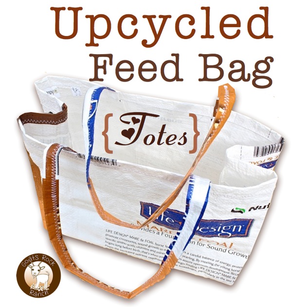 Upcycled Totes from Feed Bags featured at I Gotta Create!