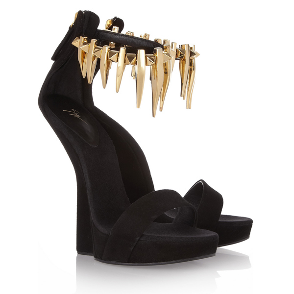 new website for your fashion: Giuseppe Zanotti Spiked Suede Wedge Sandals