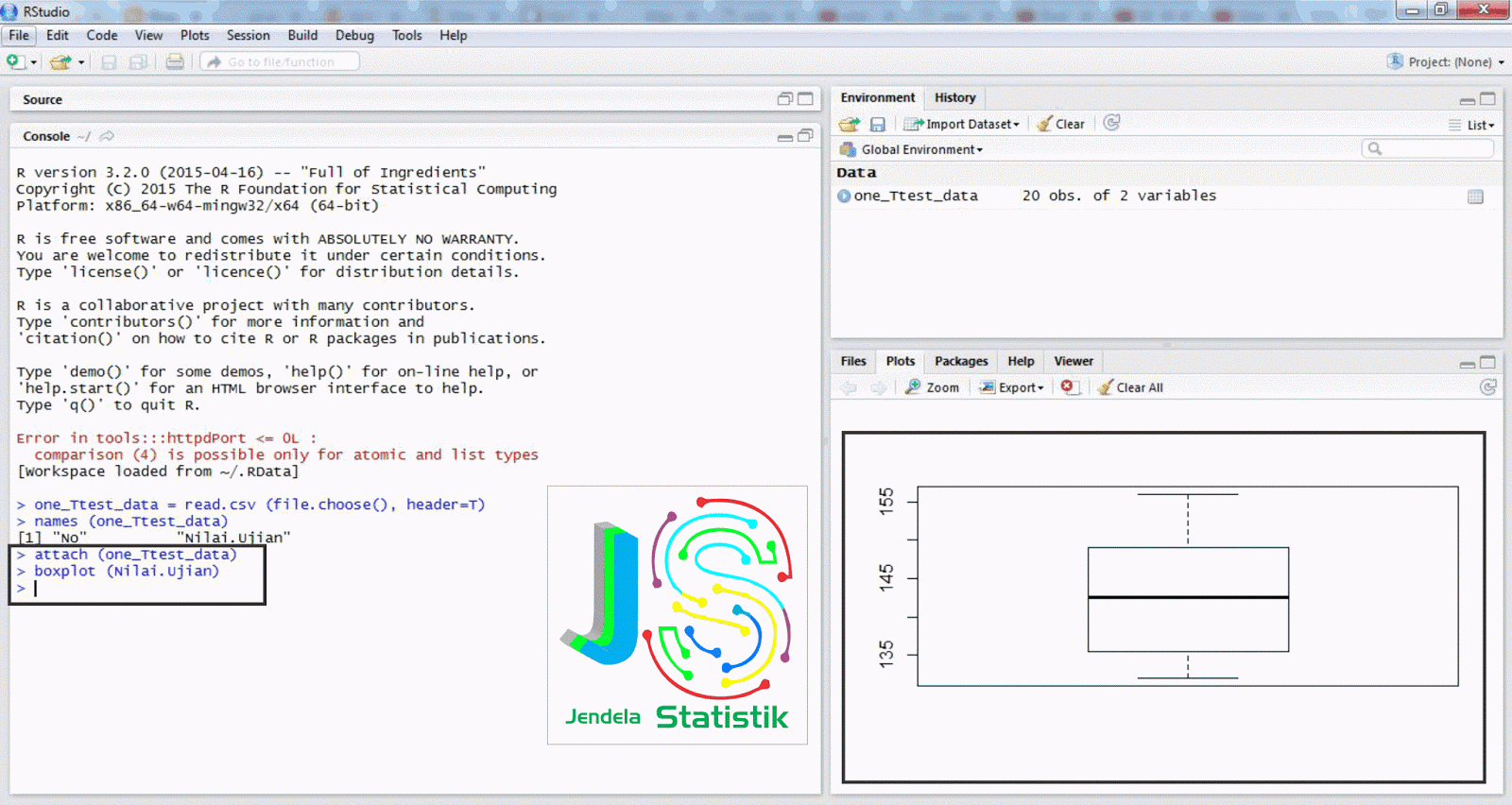 Uji One Sample T Test Dengan R Jendela Statistika