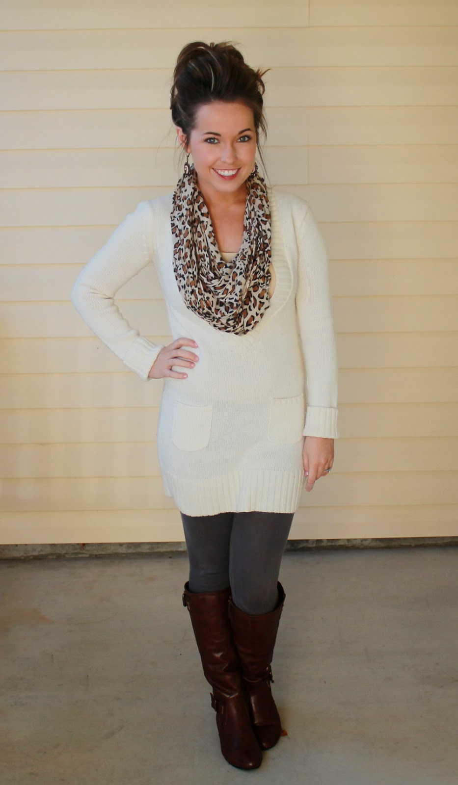 How do you wear a cream sweater dress?