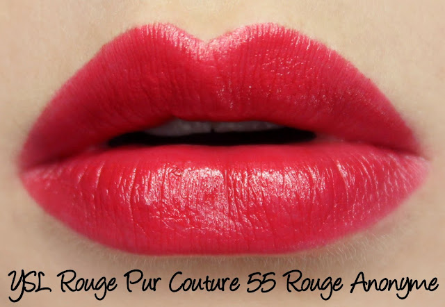 YSL Rouge Pur Couture #55 Rouge Anonyme Lipstick Swatches & Review