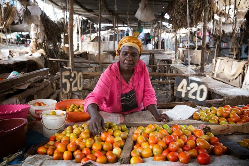 Jessica Mzinza, a tomato trader in Kibera's Toi Market, in Nairobi