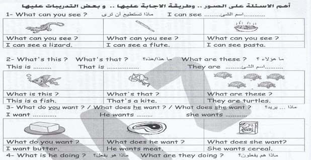 تحميل أهم الأسئلة على سؤال الصور وطريقة الإجابة عليها لغة انجليزية للصف الرابع ترم أول 