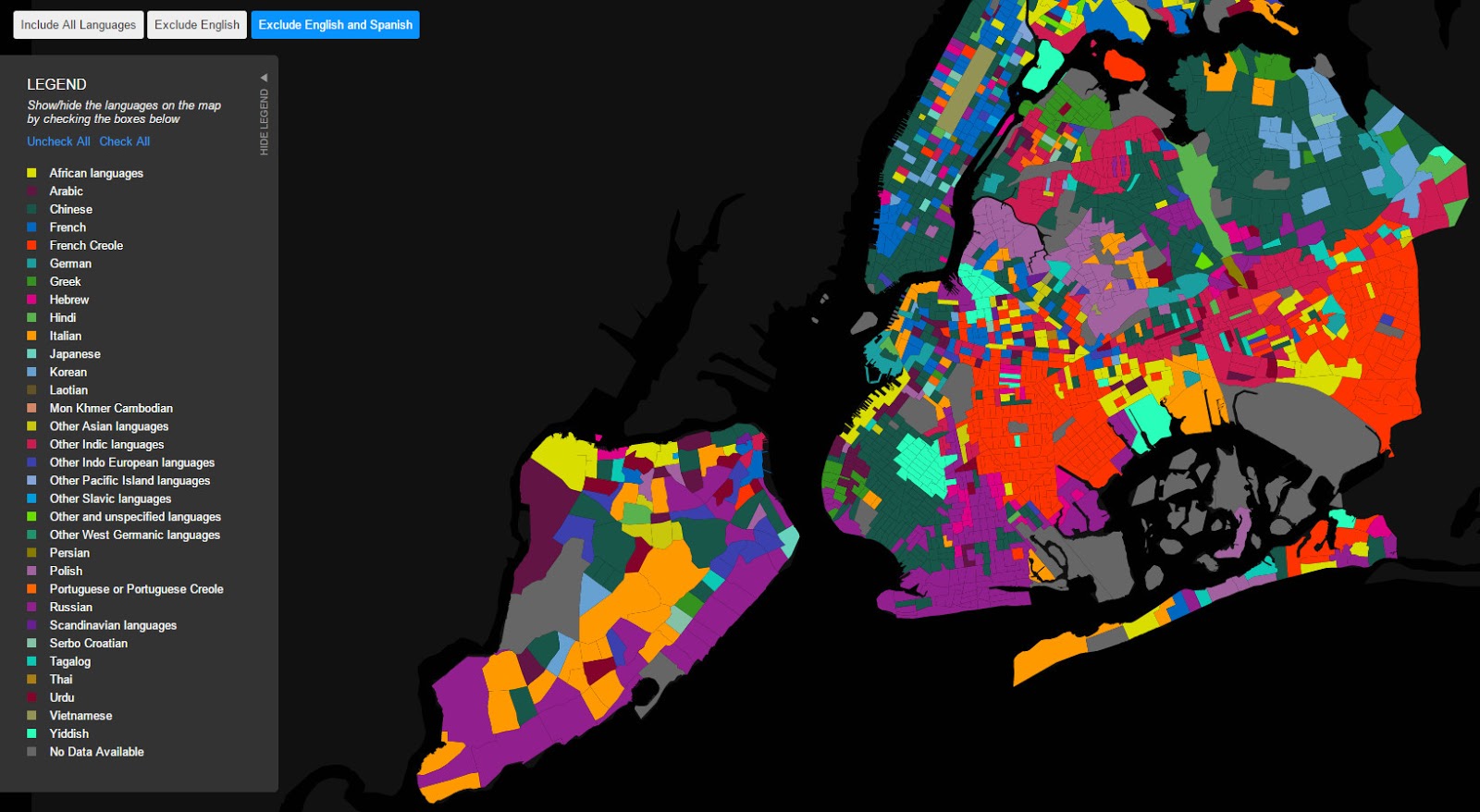 Languages of New York City exclude English & Spanish