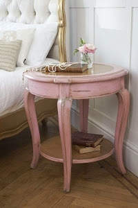 DIY makeover pink distressed table