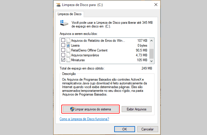 Limpar arquivos do sistema - Windows 10