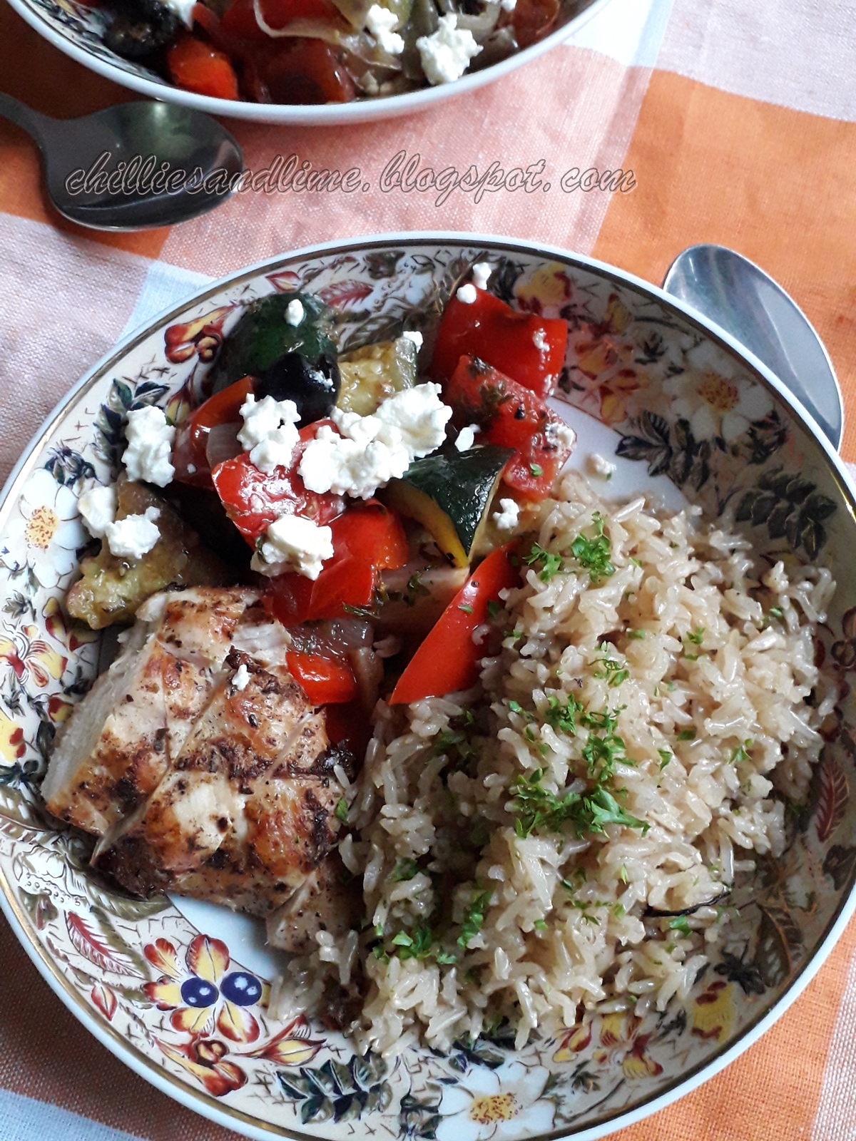 Chillies and Lime Mediterranean Chicken and rice bowl