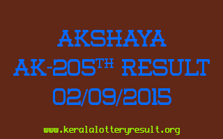 Akshaya AK 205 Lottery Result 2-9-2015