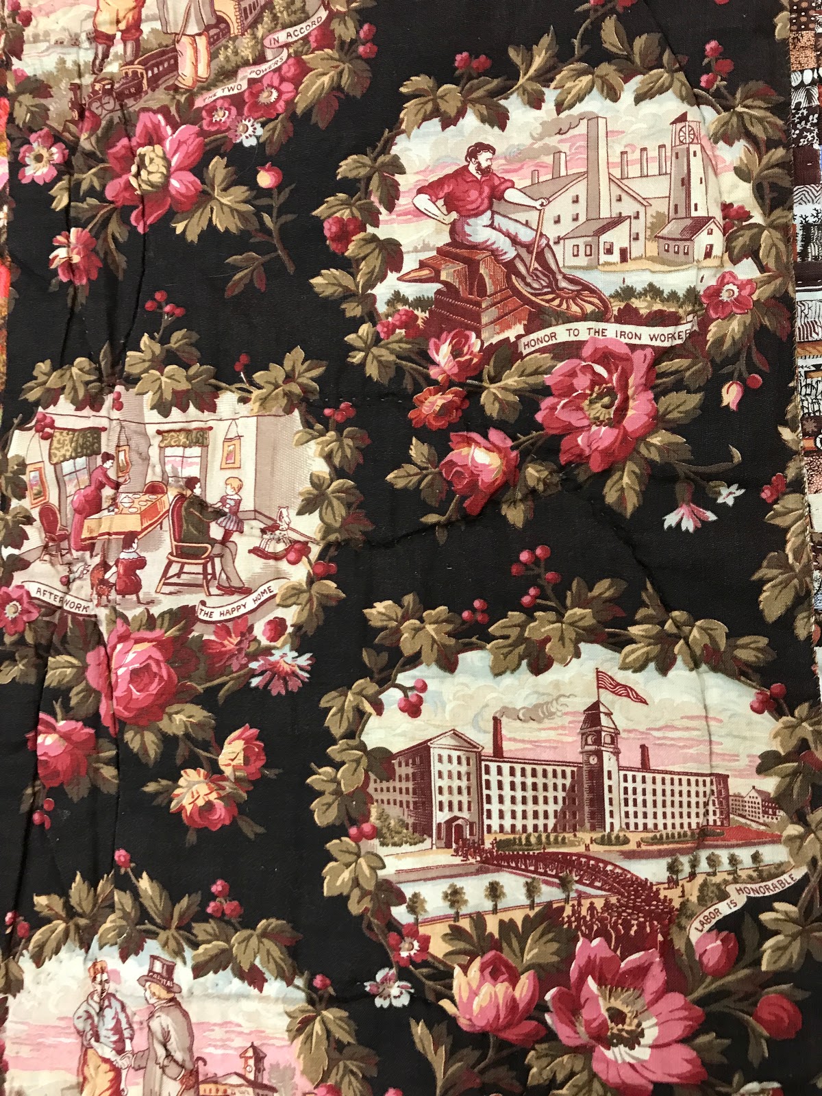 Textile Time Travels 1880s Antique Fabric Workers Toile Fabric