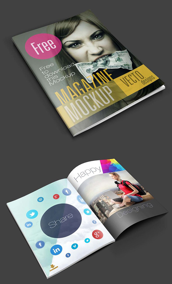 Download Gratis Mockup Majalah, Brosur, Buku, Cover - Magazine Mockups