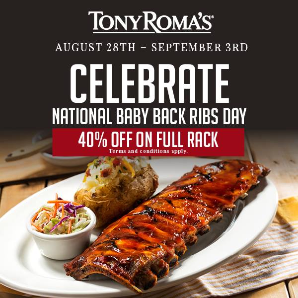 Manila Shopper Tony Roma's National Baby Back Ribs Day Promo August