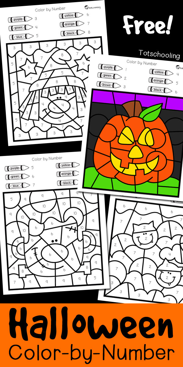 Halloween Color By Number Totschooling Toddler Preschool 
