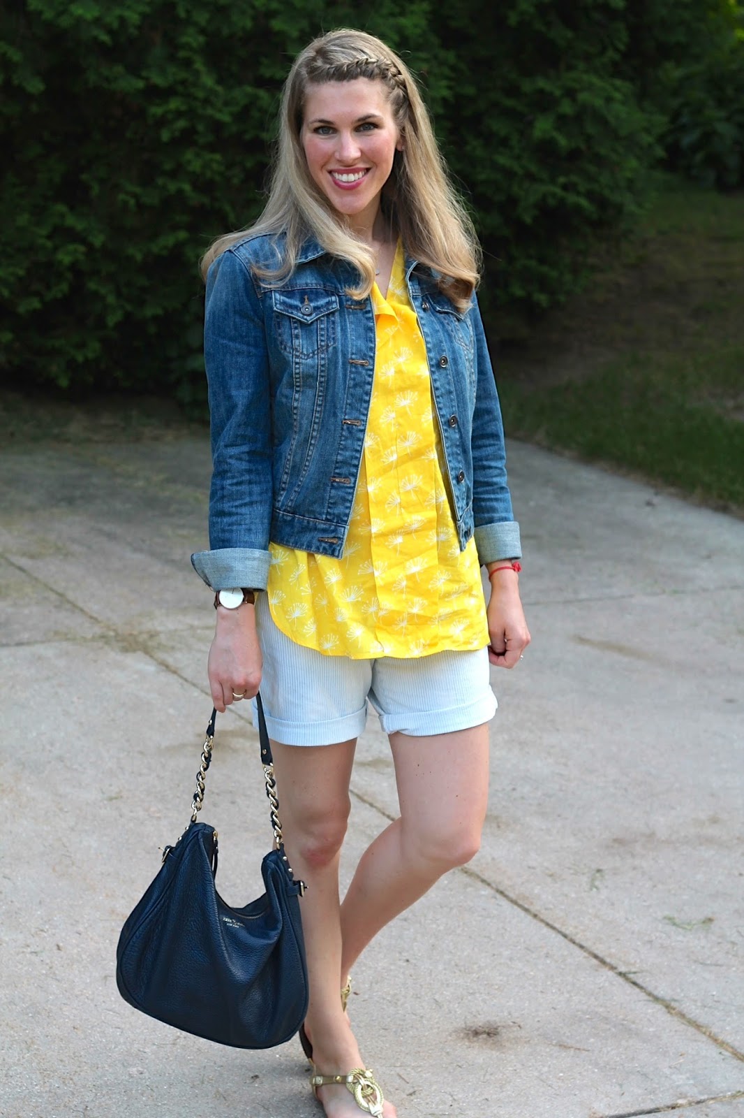 I do deClaire: Yellow Tunic and Pinstripe Shorts