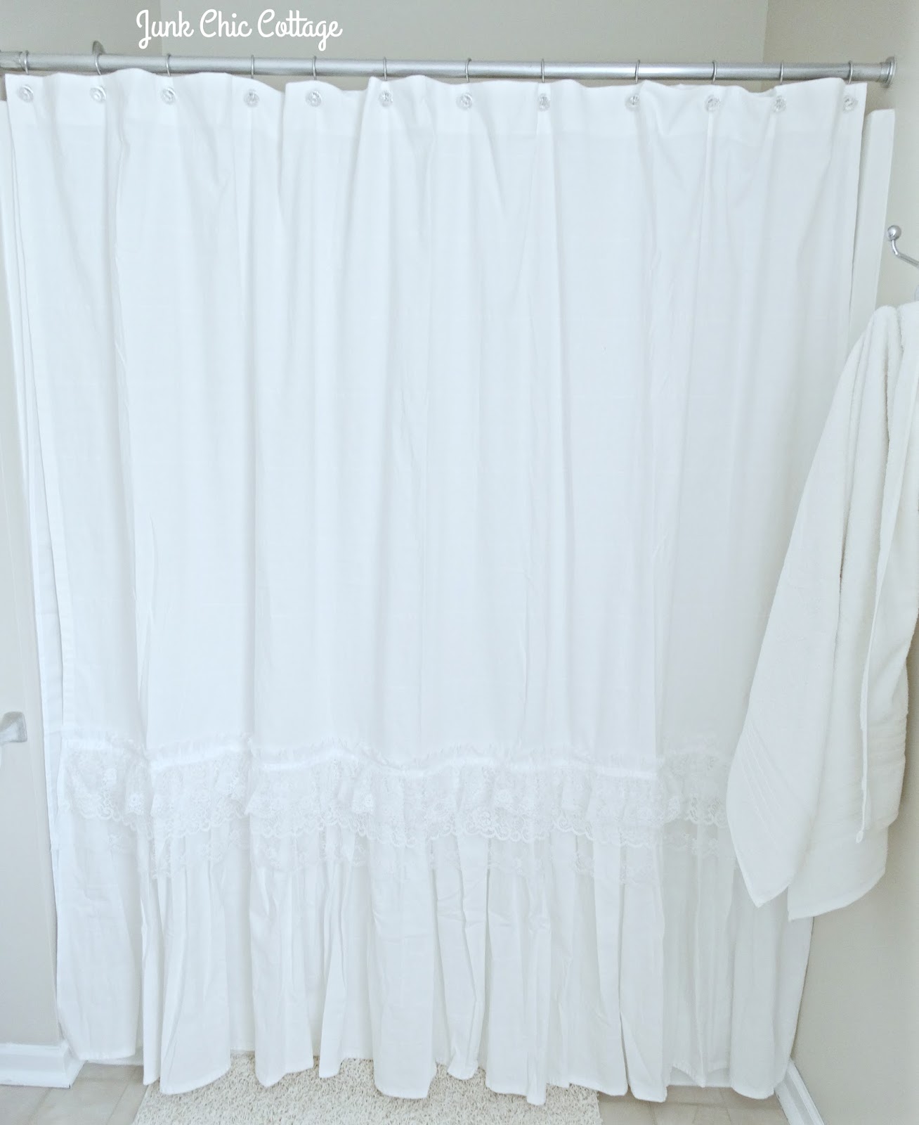 Junk Chic Cottage Ruffles Repurposed, Shower Curtains Shout Out And