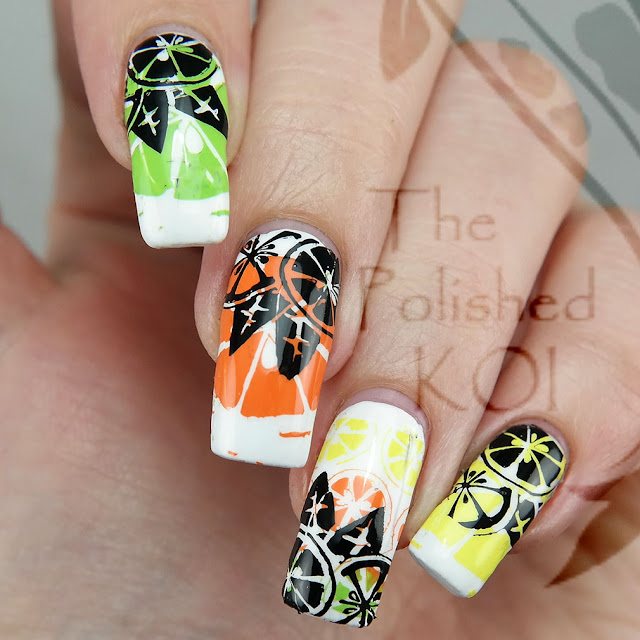 Tropical citrus fruit nail art