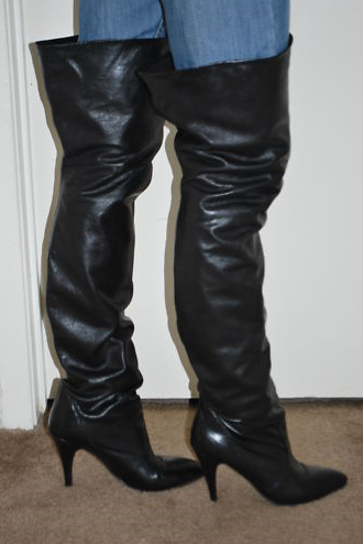 eBay Leather: Vintage black leather thigh boots