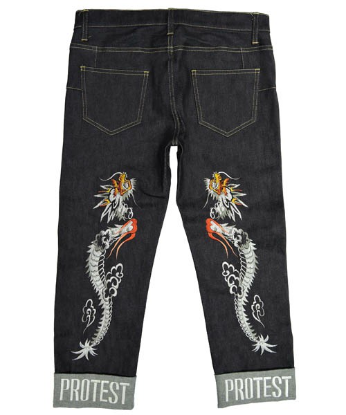 CHRISTIAN DADA S/S 2016 Roll-Up Dragon Embroidery Skinny Jean