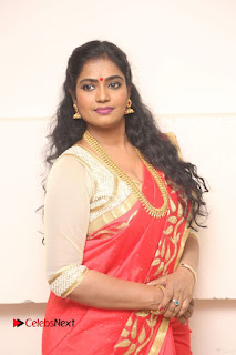 Actress Jayavani Stills in Red Saree at Intlo Deyyam Nakem Bhayam Trailer Launch  0005