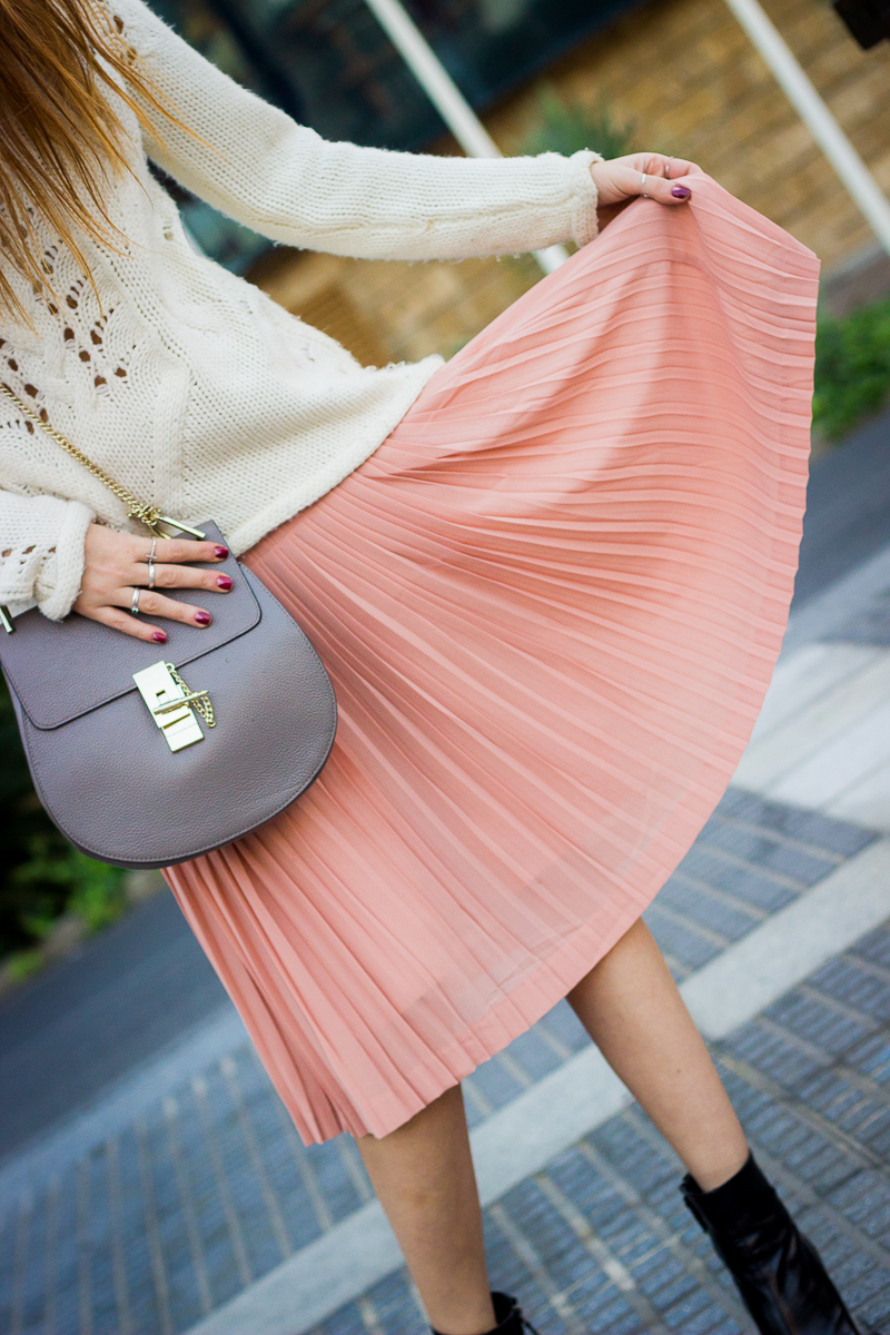 soft pink pleated skirt