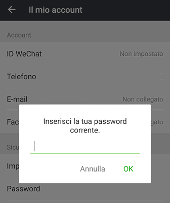 Come cambiare password su WeChat