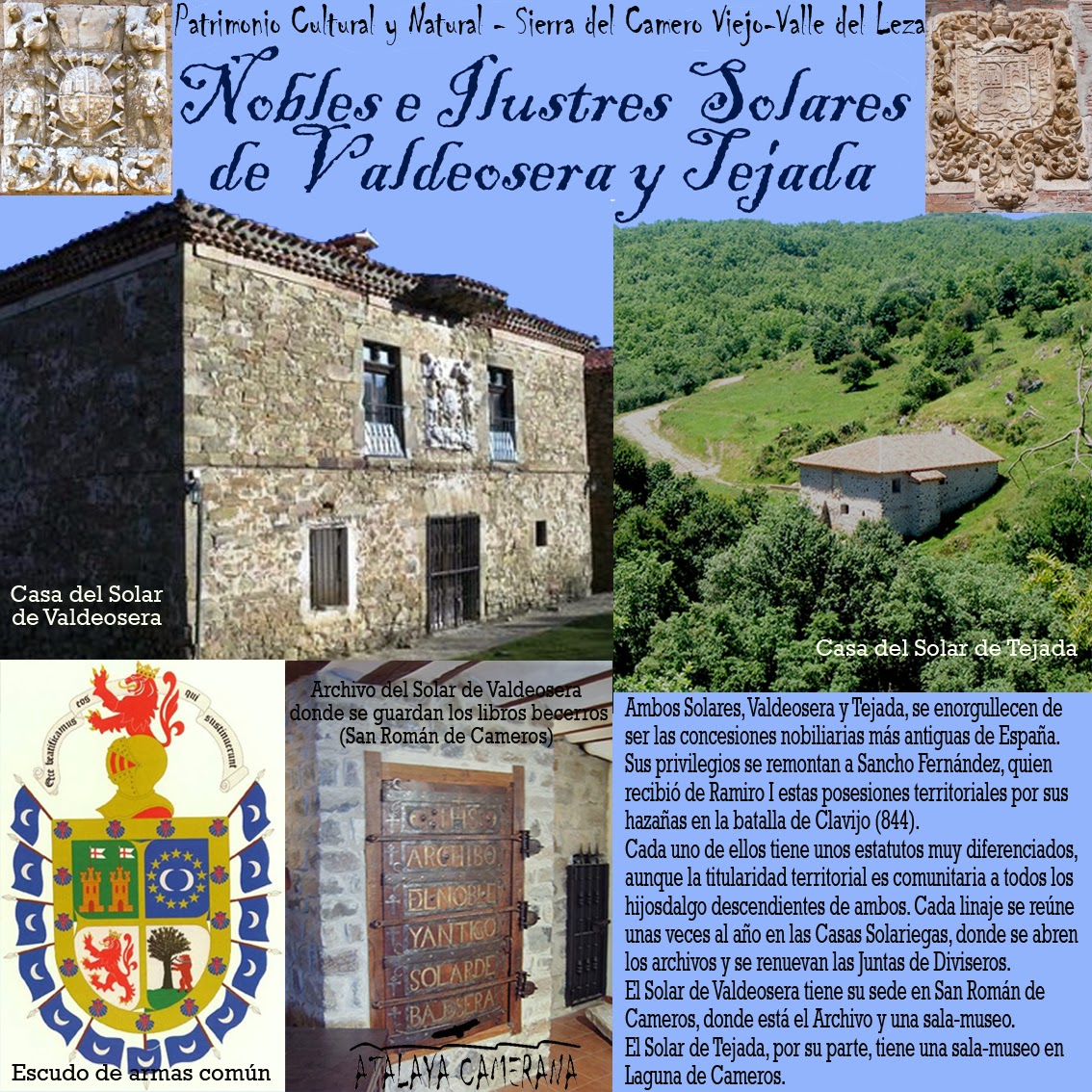 Sierra del Camero Viejo: Patrimonio Cultural y Natural. Nobles e Ilustres Solares de Tejada y Valdeosera.