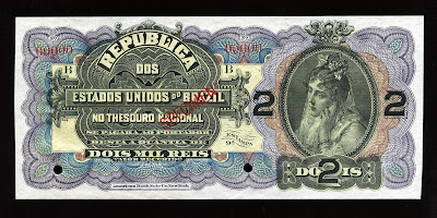 World paper money Brazilian Currency Mil Reis american banknote bill