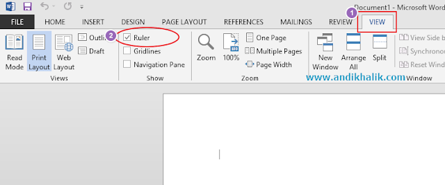 Cara Menampilkan Ruler (Penggaris) dan Menyembunyikan di Microsoft Word