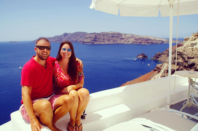 Couple in Oia Santorini Greek Islands Couple in Oia Santorini Greek Islands