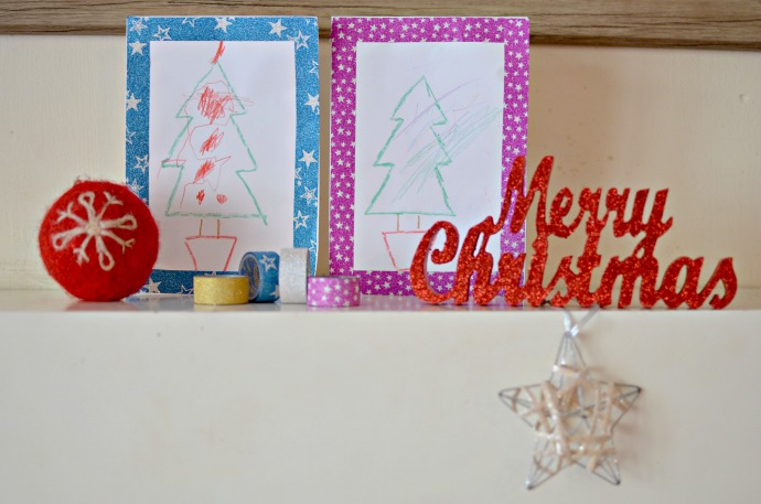 sellotape, sparkly tape, Christmas card crafts