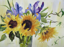 watercolor sunflowers flowers painting paintings irises sunflower flower water easy fiorello pat floral florals roses elevates patfiorello colour june ii