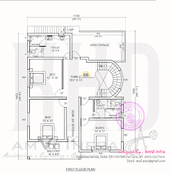 plan bedroom kerala floor contemporary square feet plans modern houses bhk elevation duplex room sq ft ground homes layout bungalow