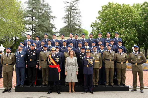 Queen Sofia of Spain attends the Oath of Allegiance of the Civil People at El Pardo Palace dress, jewelery, jewels