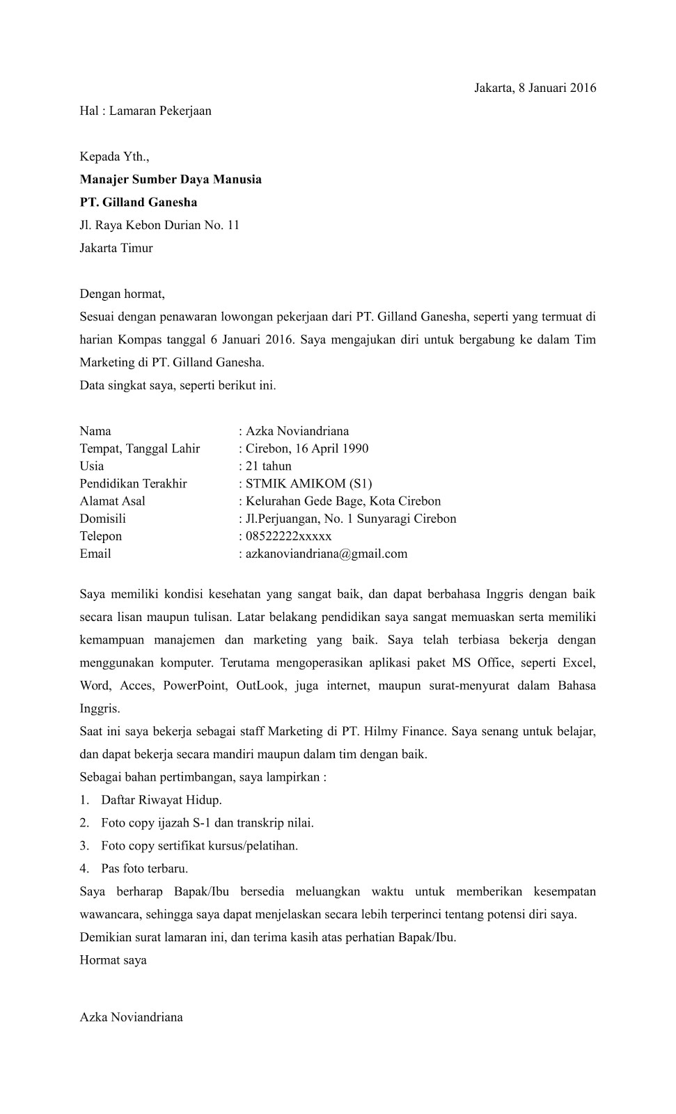 Contoh Surat Komplain Pelayanan Restoran