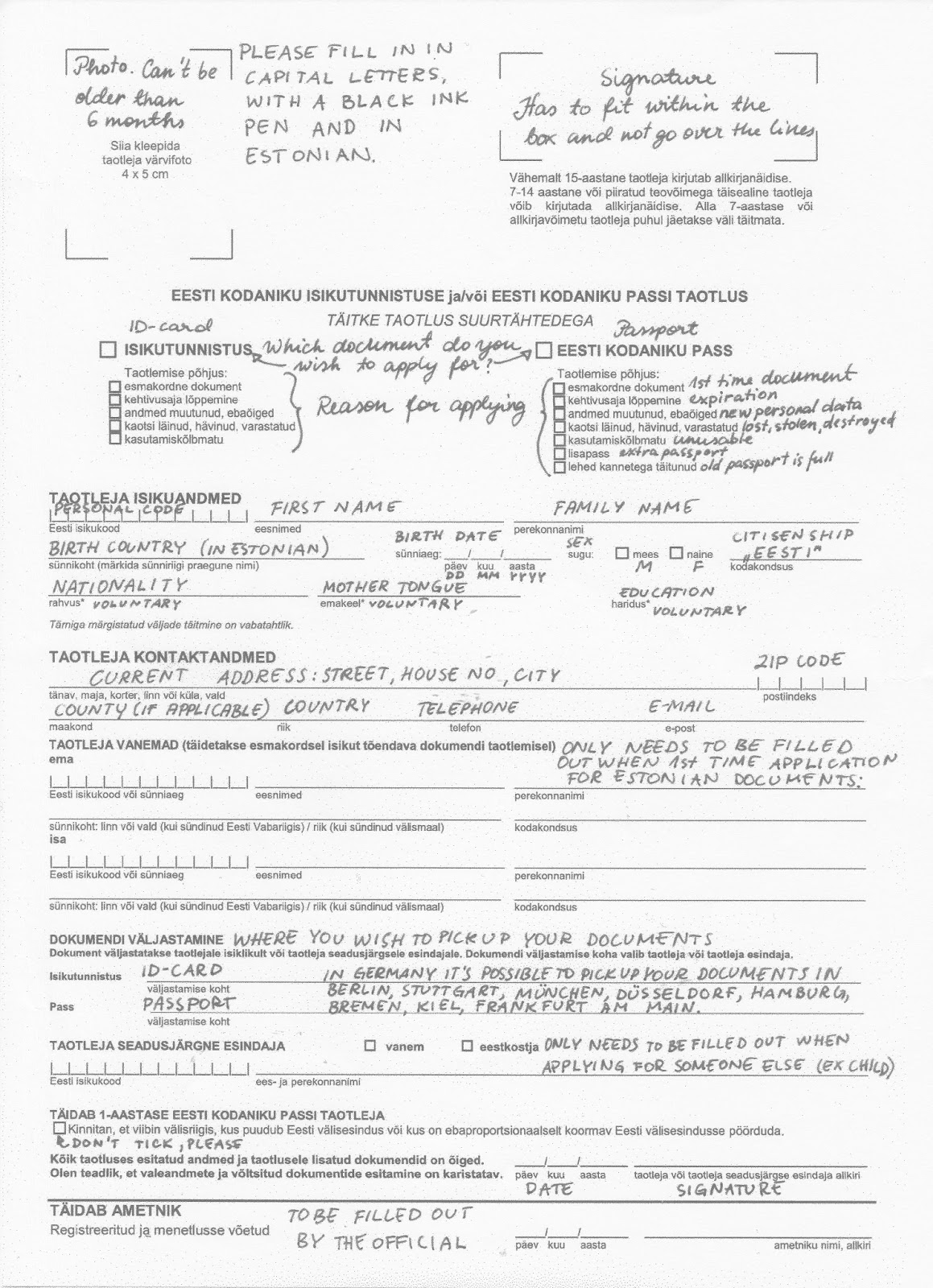 Estonia Paradise of the North How to fill out an Estonian passport